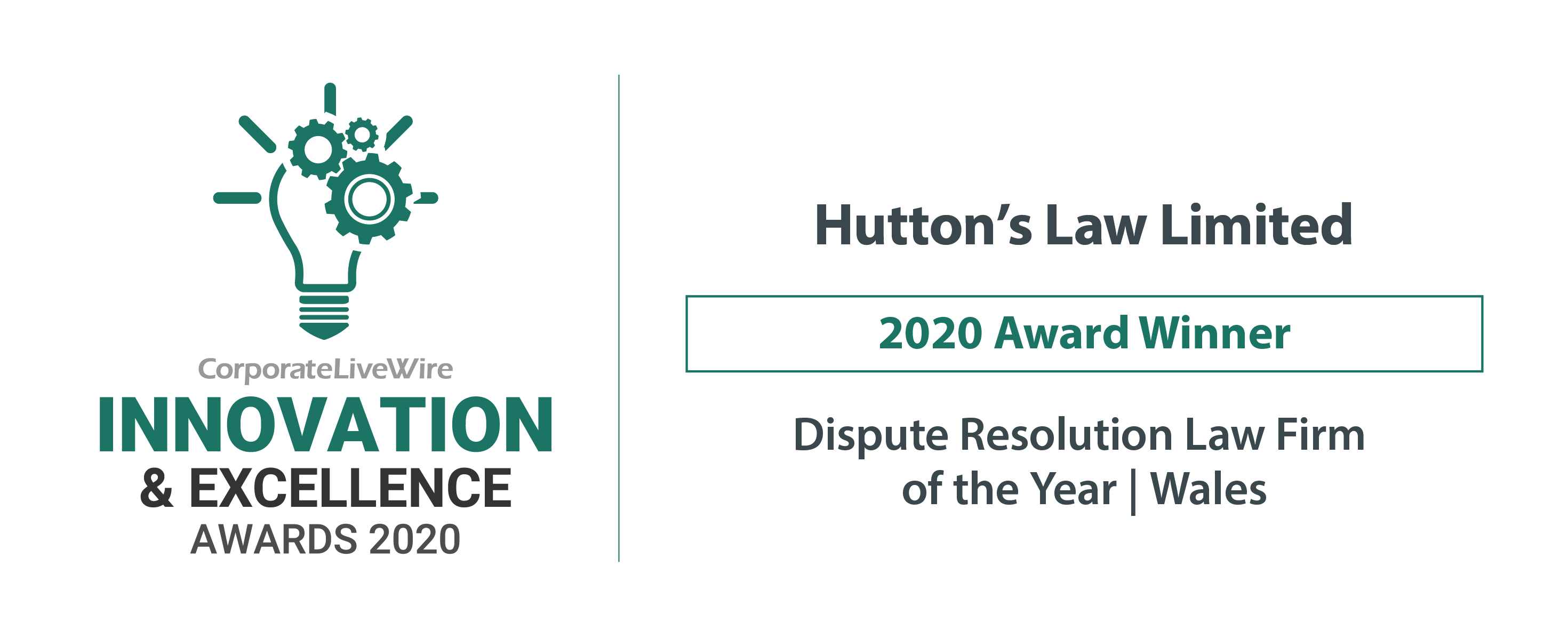 Hutton’s Law Wins Best Dispute Resolution Firm (Wales 2020)