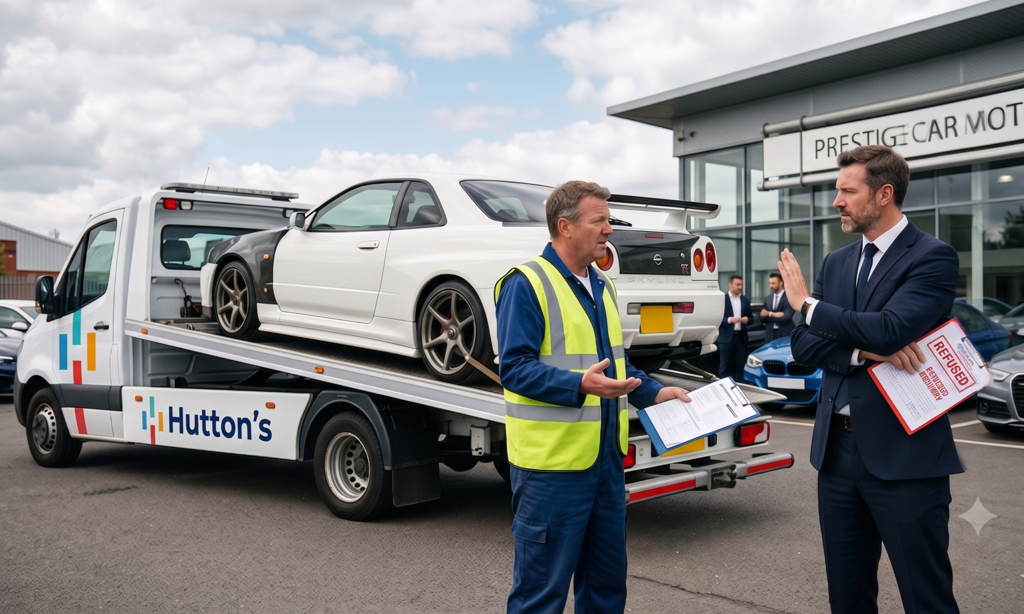 A visual representation of legal proceedings involving a defective vehicle and a breached settlement agreement